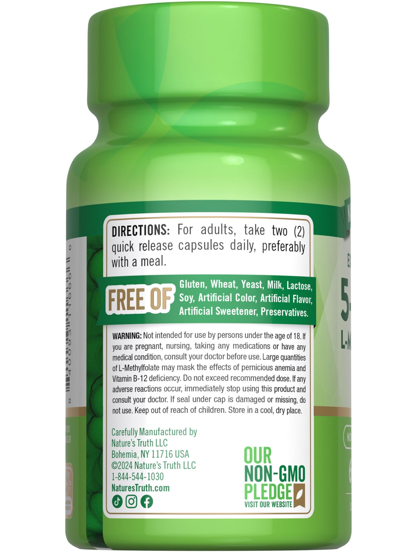 Nature's Truth L-Methylfolate 15mg | 60 Capsules | Non-GMO & Gluten Free | Extra Strength