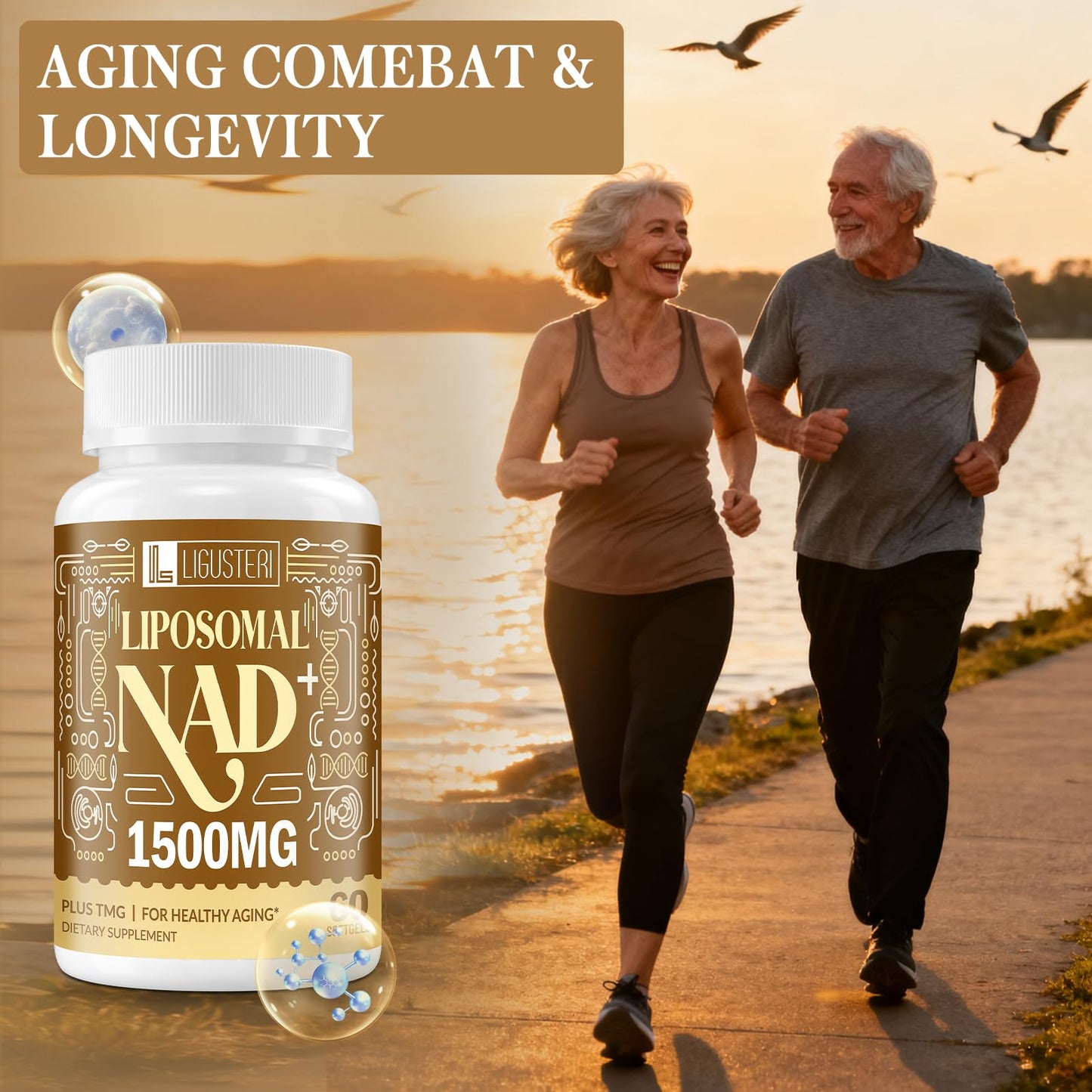 LIGUSTERI 1500 mg Liposomal NAD+ with TMG | NAD+ Supplement for 98%+ Absorption, Energy, Longevity & Aging Defense - 240 Softgels