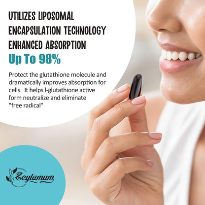 Zeylamum 2400 MG Liposomal Glutathione Softgels — Max Absorption with Hyaluronic Acid & Resveratrol