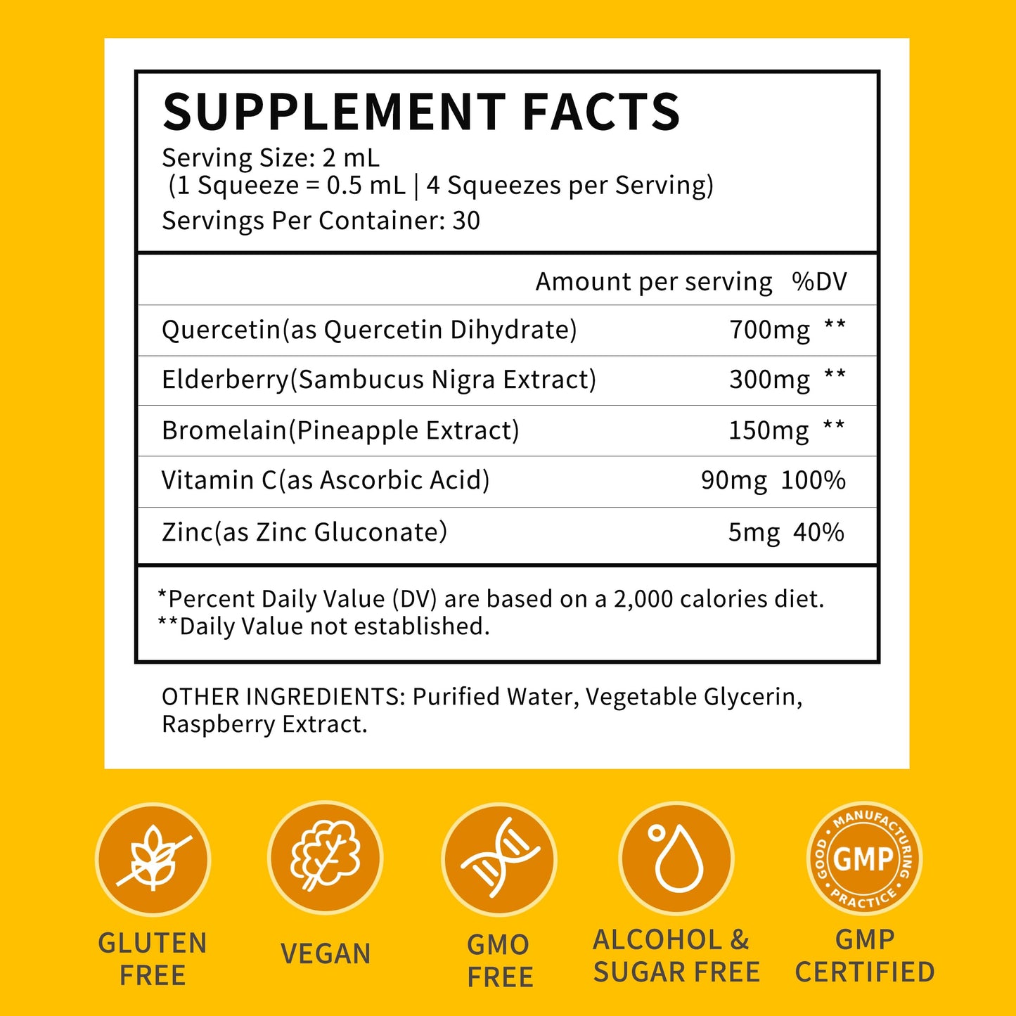 (2 Pack) Liposomal Quercetin with Bromelain Liquid Drops – 700mg Quercetin + Bromelain
