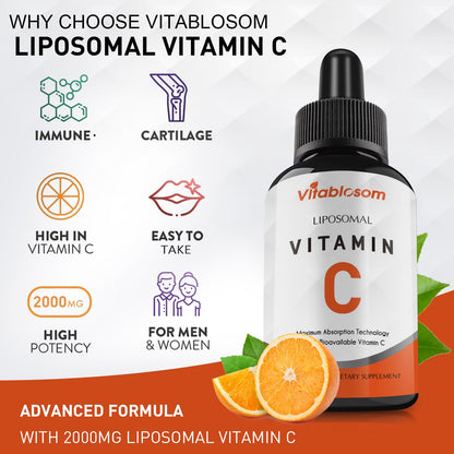 Liposomal Vitamin C 2000mg Liquid – High Absorption, Immune Support (60ML x3 Bottles)