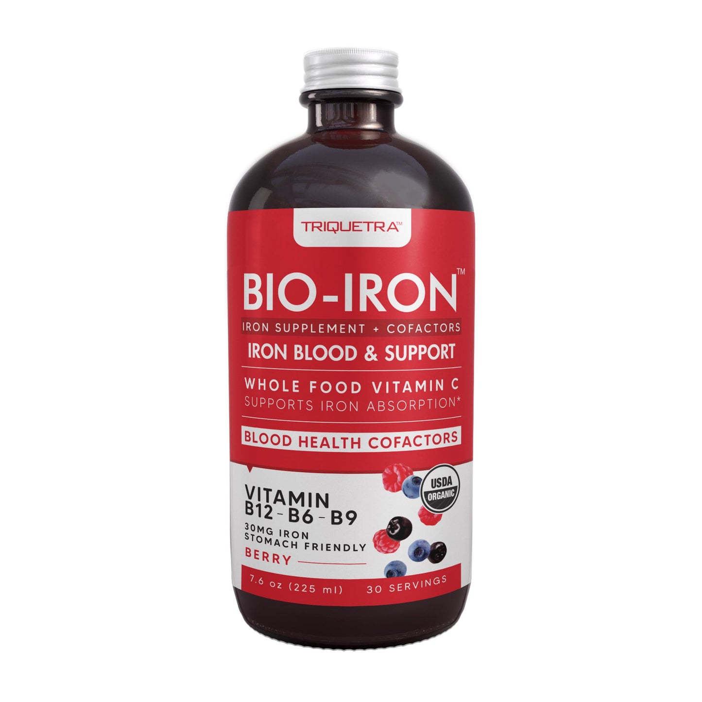 Liquid Iron Supplement - Organic Berry Flavor, 7.6 oz | Vitamin C & B Vitamins
