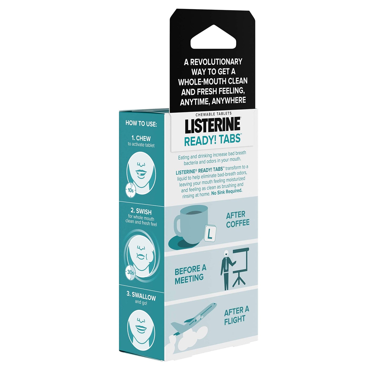 Listerine Ready! Tabs Chewable Tablets - Clean Mint, 24 Count | Fresh Breath On The Go