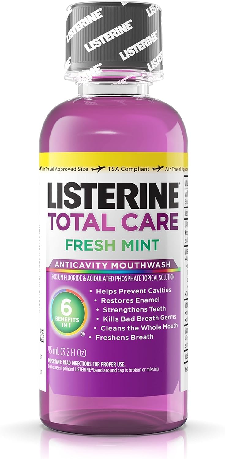 Listerine Total Care Anticavity Mouthwash, Fresh Mint – 3.2 oz (Pack of 24)