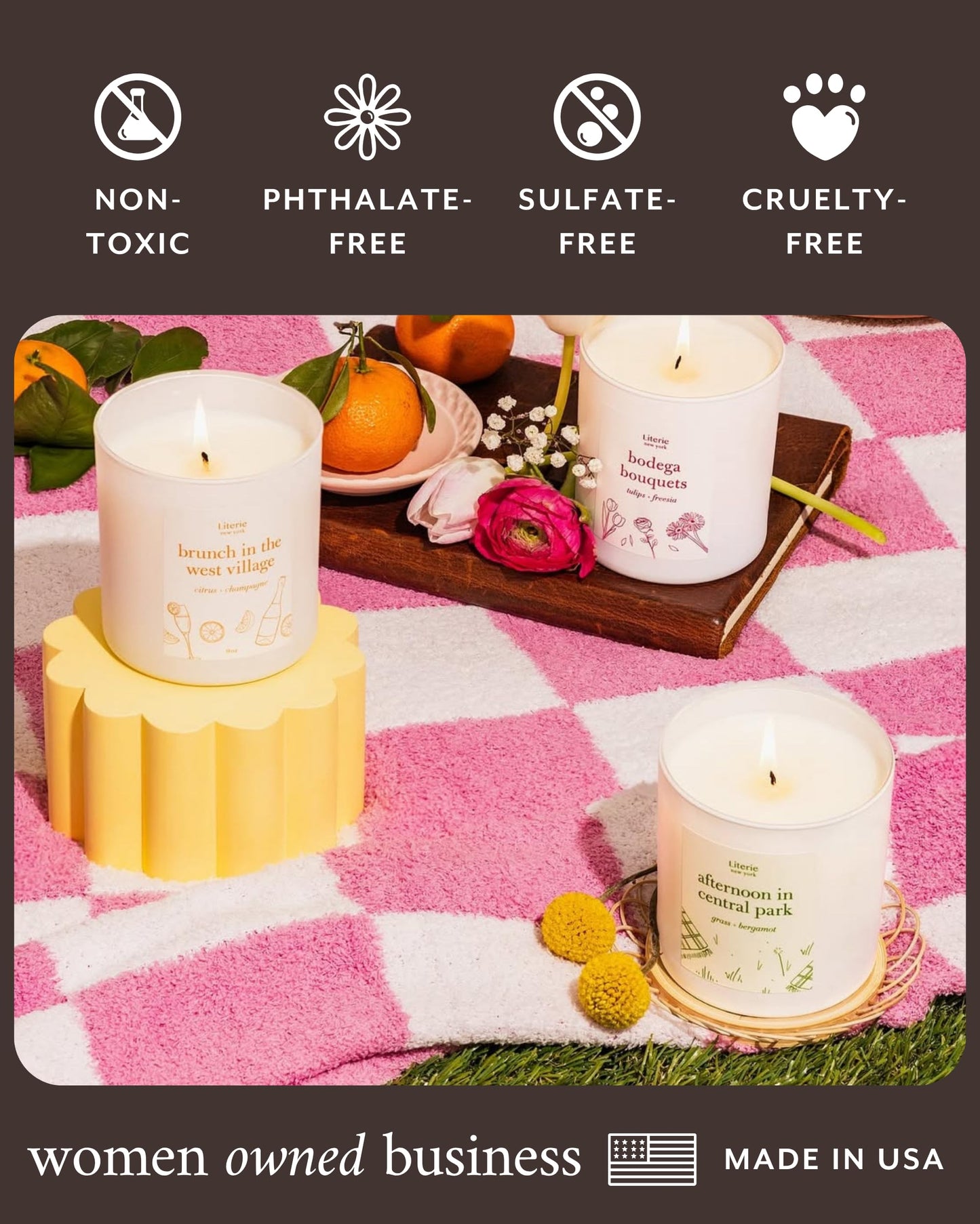 Literie NYC Inspired Candle – Paper & Linen, 9oz, 50-Hour Burn | Vegan Soy & Coconut