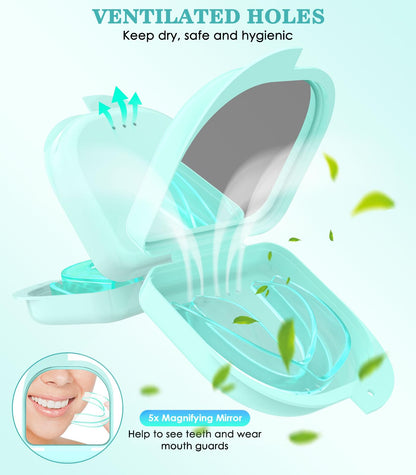 Litlcutie Mouth Guard for Teeth Grinding at Night - 4 Pack Large Mint Green