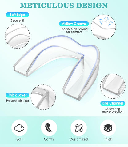 Litlcutie Mouth Guard for Teeth Grinding – Large, 4 Pack, Transparent EVA