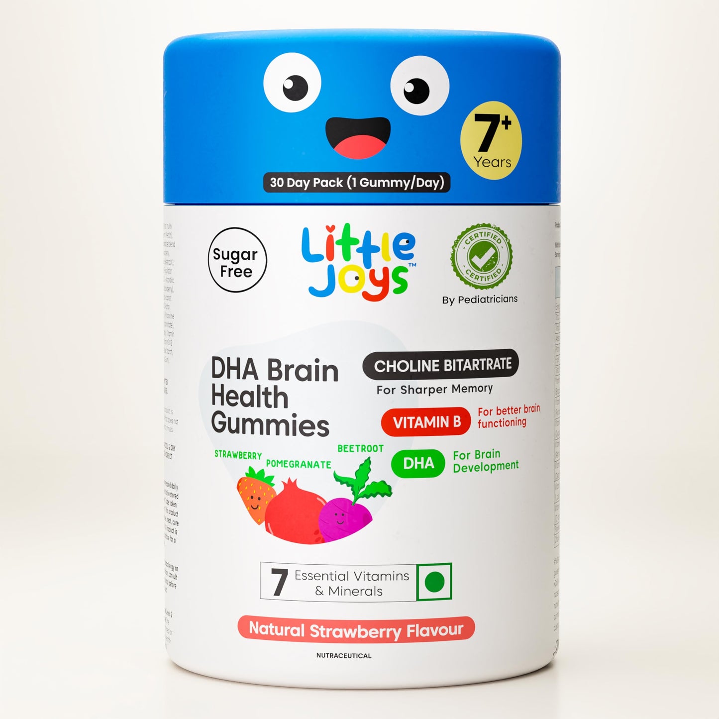 Little Joys Omega-3 DHA Brain Gummies for Kids (Ages 7-12) – 30 Day Pack, Plant-Based, Sugar-Free, Chicory Root Fiber for Gut Health