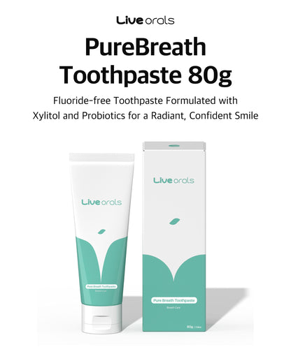 Live Orals PureBreath Toothpaste 80g (Pack of 3) – Fluoride-Free, Odor Neutralizing