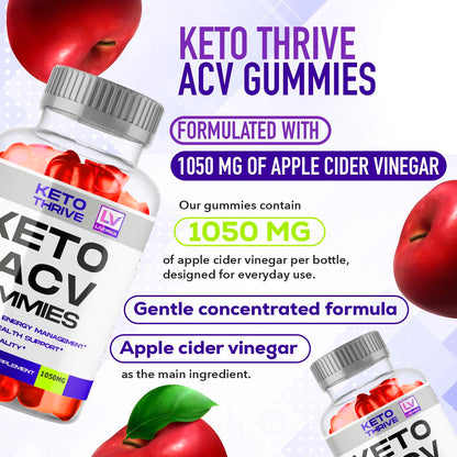 LIVORKA 3 Pack: Keto Thrive ACV Gummies – 60 Gummies per Bottle for 90 Days