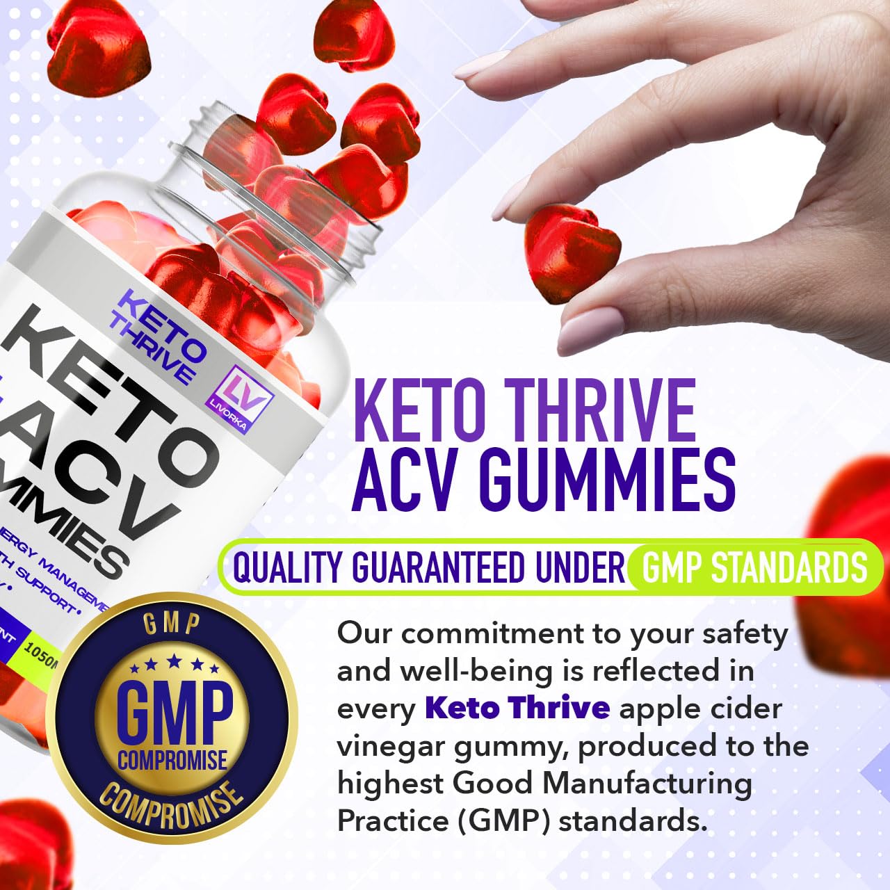 LIVORKA 3 Pack: Keto Thrive ACV Gummies – 60 Gummies per Bottle for 90 Days