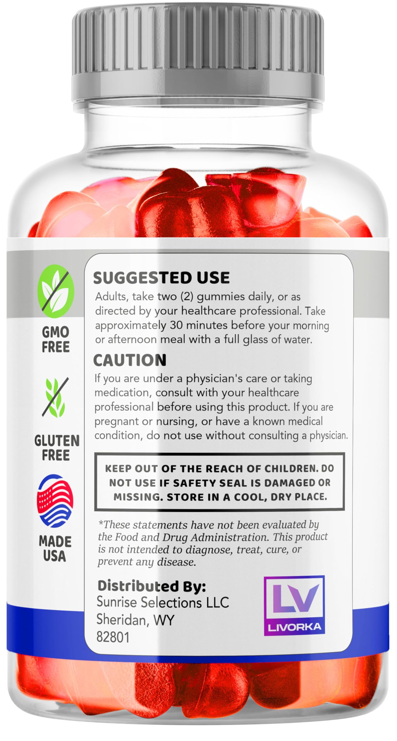 LIVORKA 3 Pack: Keto Thrive ACV Gummies – 60 Gummies per Bottle for 90 Days