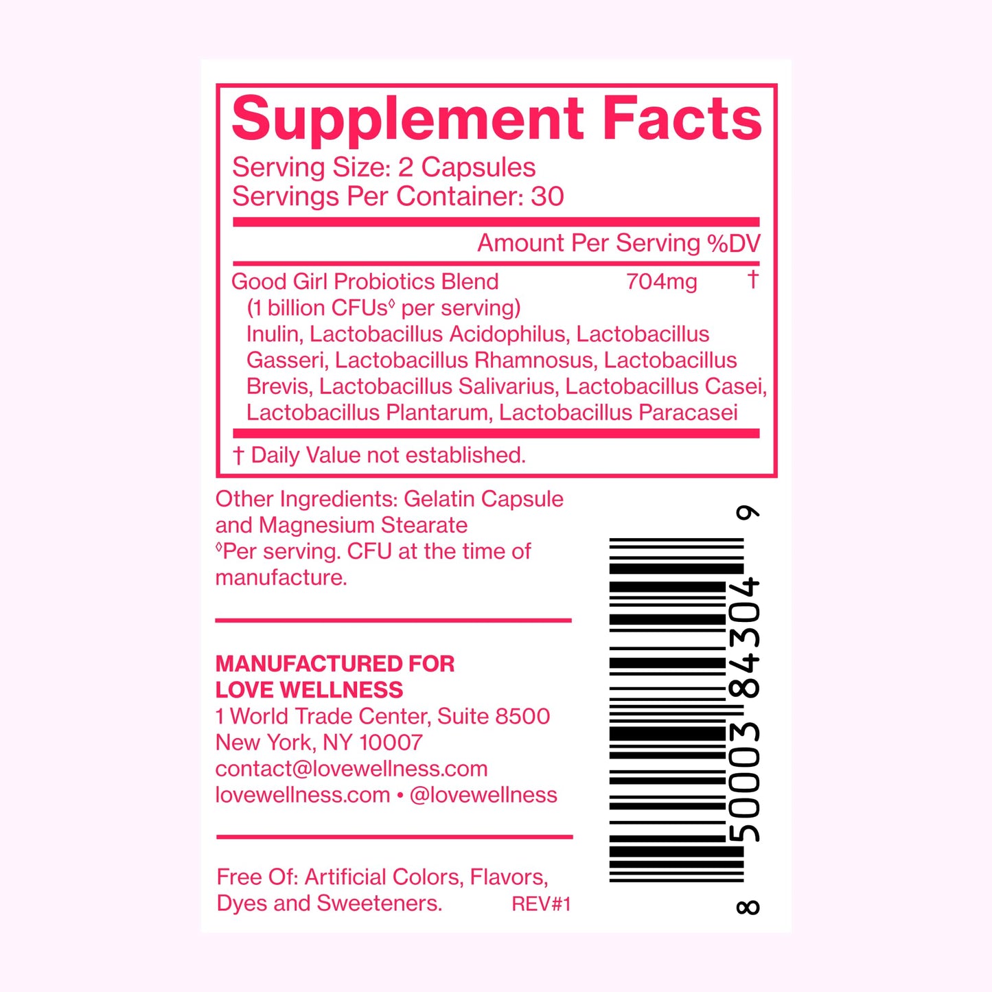 Love Wellness Good Girl Probiotics – Vaginal Health & pH Balance