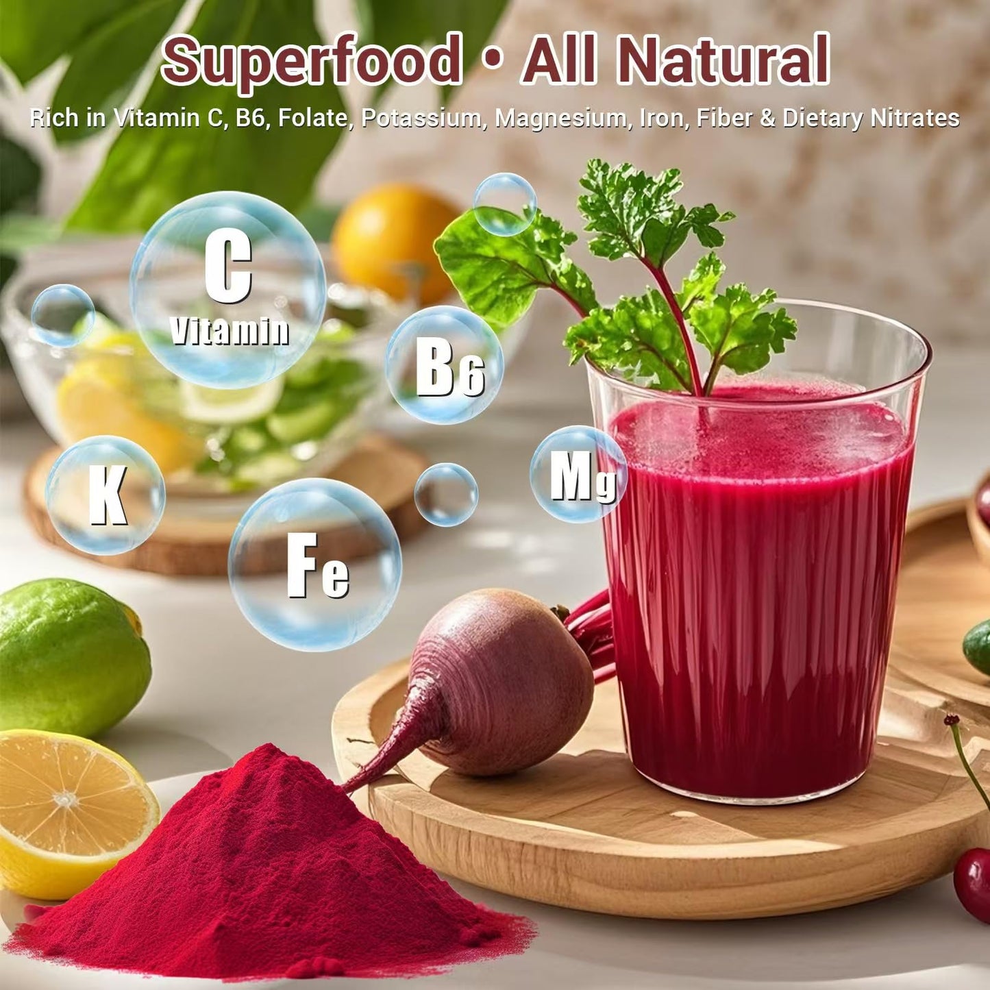 Luckycare Original Beet Root Powder | Non-GMO Beetroot Superfood | Vegan & Gluten Free | Natural Nitric Oxide Supplement | Supports Pre Workout Energy | 16oz