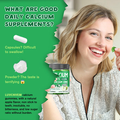 (2 Pack) Calcium Citrate 1200 mg Gummies with Vitamin D3 – Bone & Teeth Support (60 Day Vegan)