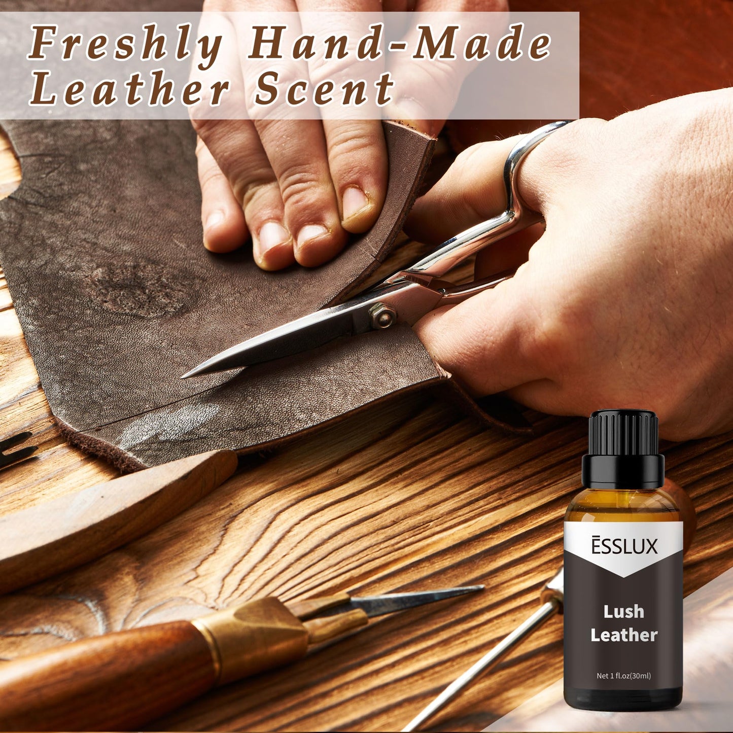 Lush Leather Fragrance Oil - ESSLUX 30 ml | Leather Scent for Diffuser