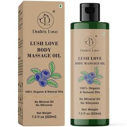 Lush Love Body Massage Oil – 100% Organic & Natural Oils | No Mineral Oil or Silicones | Non-Greasy Formula – 222ml
