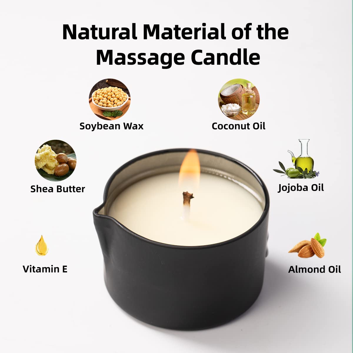 LUXMASA All Natural Scented Massage Candle Set – 4x2.35oz (9.4oz) Tahiti, Jasmine, Cream Cherry, Blueberry Cake