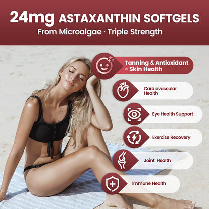 10 in 1 Astaxanthin Supplements 24mg – 4 Month Supply from Haematococcus Pluvialis