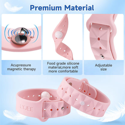 LYJEE Motion Sickness Bands – Adjustable Acupressure Nausea Wristbands for Pregnancy & Travel
