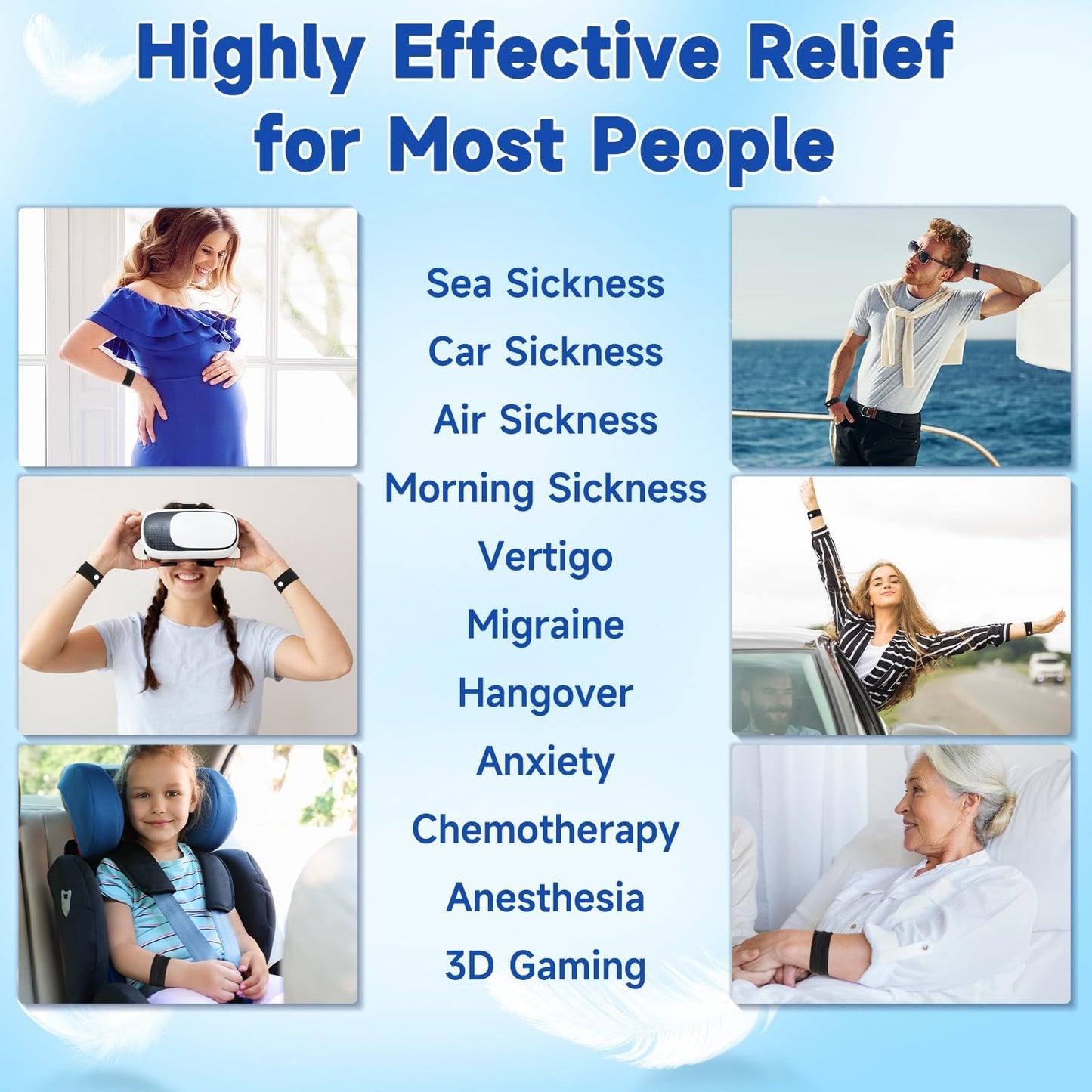 LYJEE Motion Sickness Bracelets for Adults & Kids – Nausea Relief, Acupressure Bands