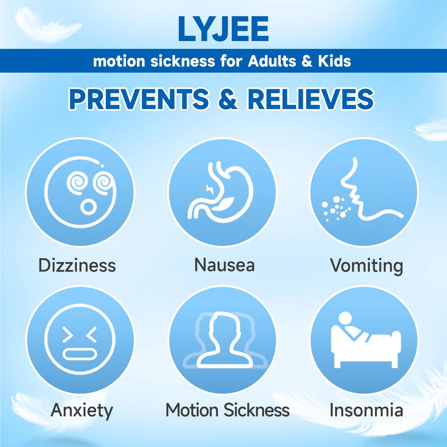 LYJEE Nausea Bands — Natural Motion Sickness Relief for Adults & Kids | Travel Wristbands