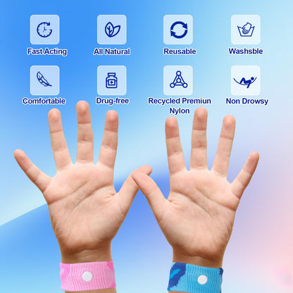 LYJEE Motion Sickness Bands for Kids | Travel Nausea Relief Wristbands for Car or Sea