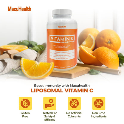 MacuHealth Liposomal Vitamin C 1000mg - High Bioavailability, Enhanced Absorption, 3-Month Supply