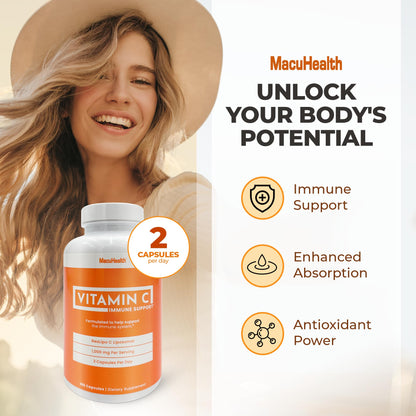 MacuHealth Liposomal Vitamin C 1000mg - High Bioavailability, Enhanced Absorption, 3-Month Supply