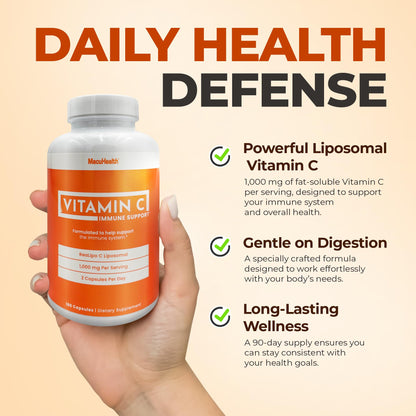 MacuHealth Liposomal Vitamin C 1000mg - High Bioavailability, Enhanced Absorption, 3-Month Supply