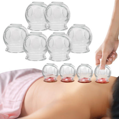 MAGICLULU Hand Tools 6 Pcs Glass Fire Cupping Set | Thick Chinese Acupoint Glass Cupping for Massage