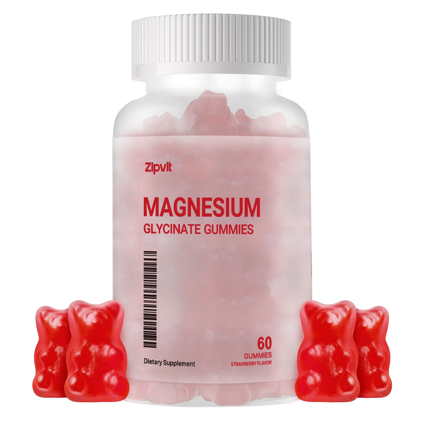 Magnesium Glycinate Gummies 1000mg – Sugar Free, 60 Strawberry Gummies | Sleep & Calm Mood