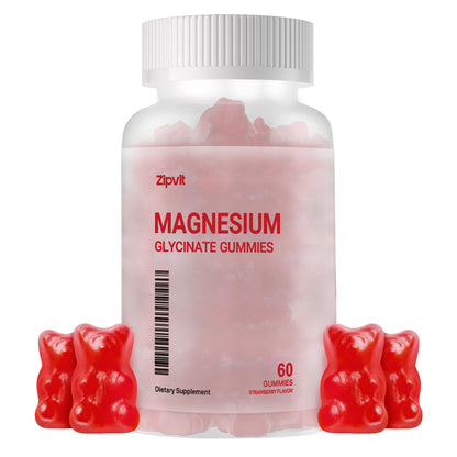 Magnesium Glycinate Gummies 1000mg – Sugar Free, 60 Strawberry Gummies | Sleep & Calm Mood