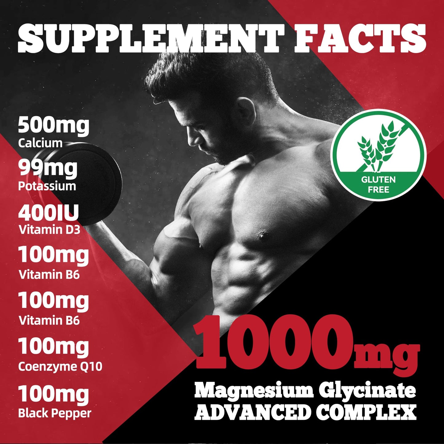 Magnesium Glycinate Gummies 1000mg – Sugar Free, 60 Strawberry Gummies | Sleep & Calm Mood