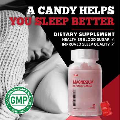 Magnesium Glycinate Gummies 1000mg – Sugar Free, 60 Strawberry Gummies | Sleep & Calm Mood