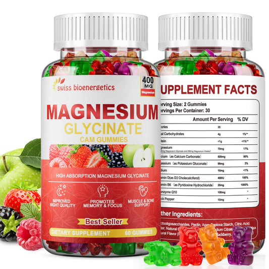 (2 Pack) Magnesium Glycinate Gummies 400mg – Sugar Free, Vegan, Non-GMO