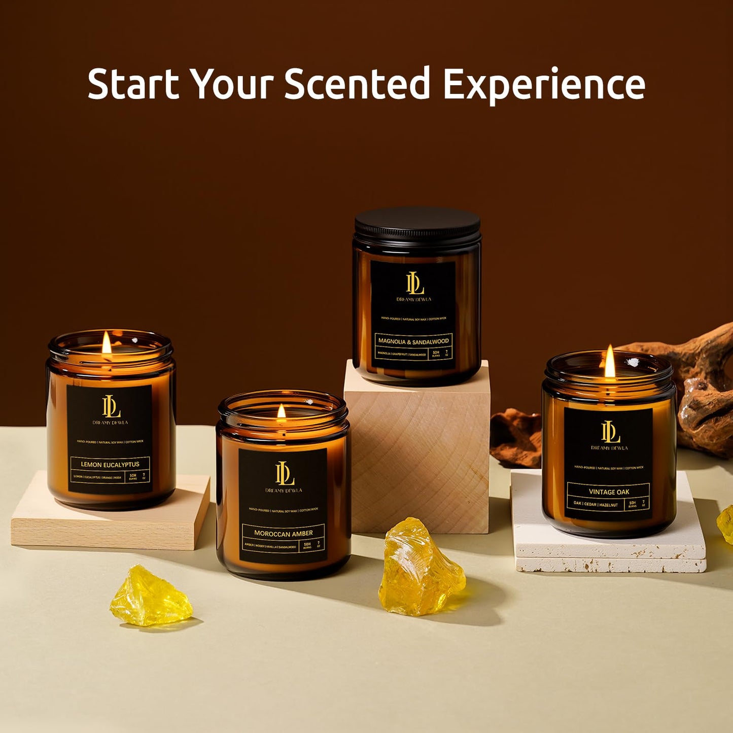 Magnolia & Sandalwood Soy Candle – 7oz, 50h Burn Time | Gift for Home