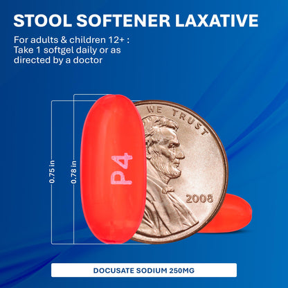MAJOR Docusate Sodium 250 mg Extra Strength Stool Softener – Stimulant-Free Laxative, 100 Softgels