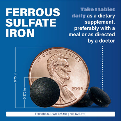 Major Ferosul Ferrous Sulfate 325mg – 65mg Elemental Iron | Iron Supplement (4 Pack, Green)