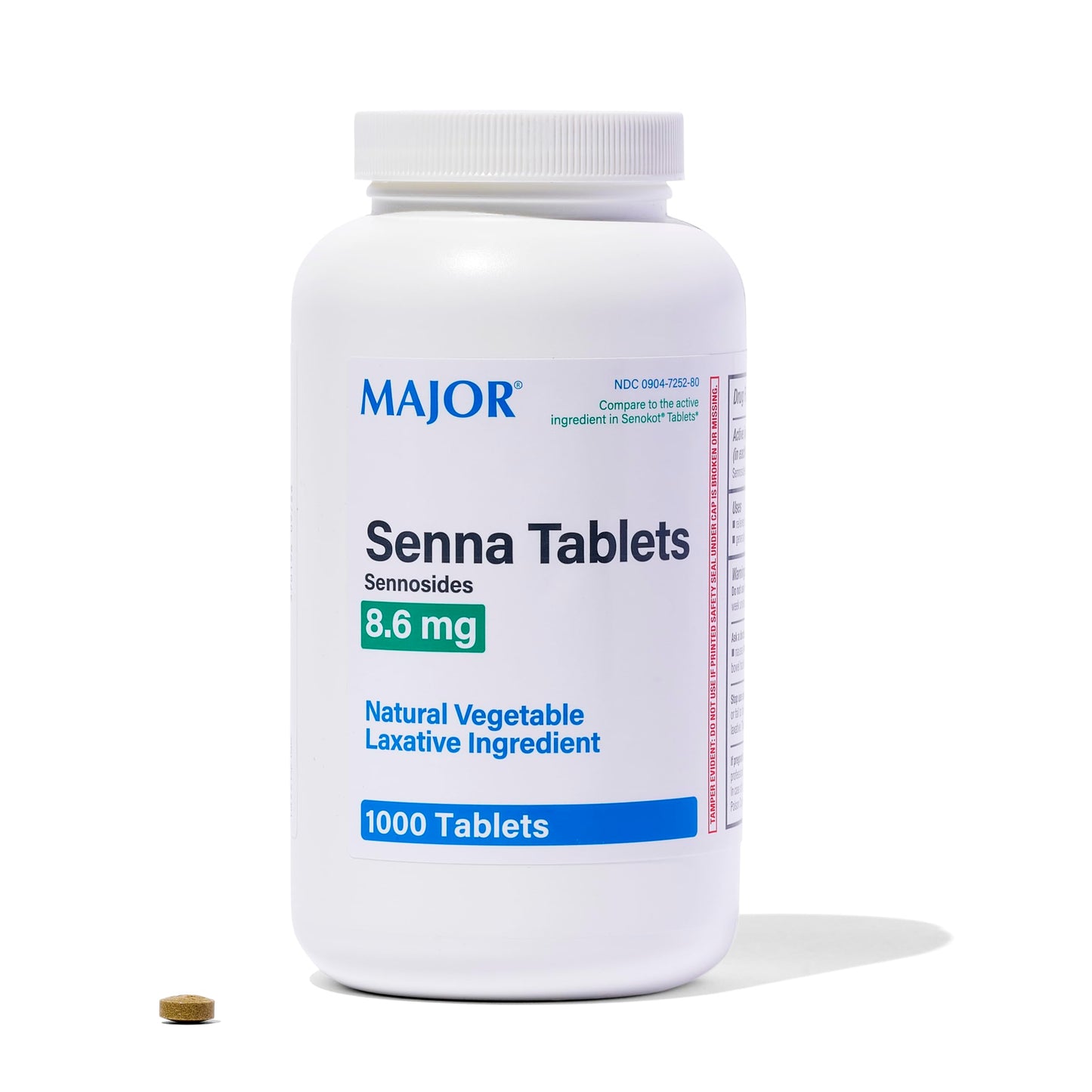 MAJOR Senna 8.6 mg Natural Vegetable Laxative Tablets - 1000-Count (1-Pack)