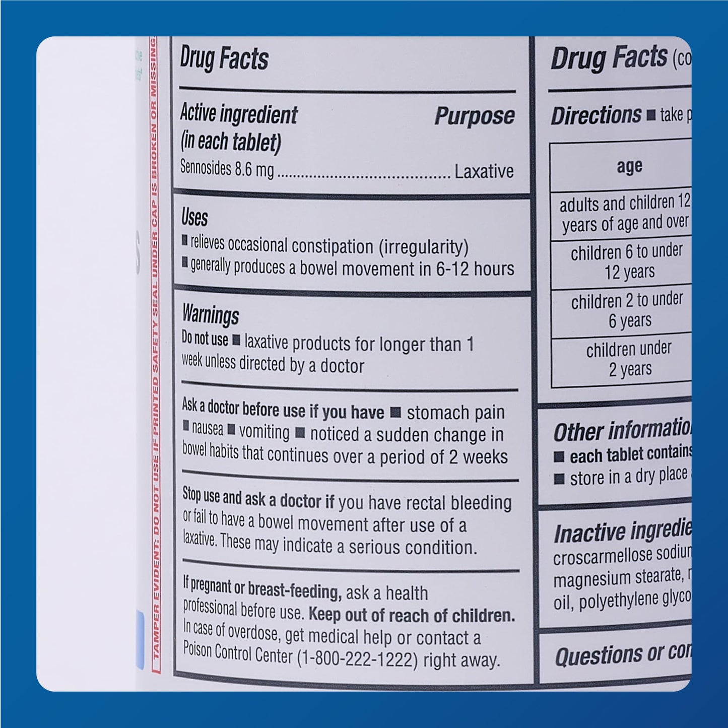 MAJOR Senna 8.6 mg Natural Vegetable Laxative Tablets - 1000-Count (1-Pack)