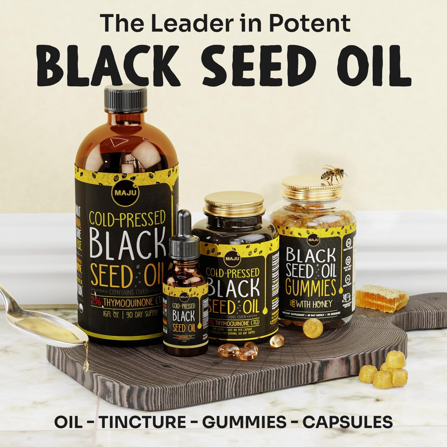 MAJU Black Seed Oil 8 oz – Cold-Pressed Turkish Black Cumin, 3x Thymoquinone, Liquid Pure Blackseed Oil