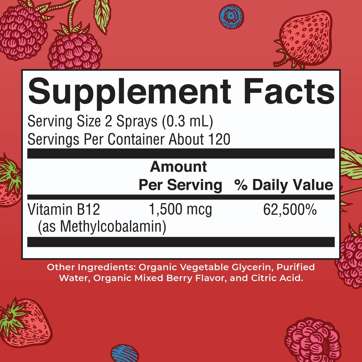 MaryRuth Organics Vitamin B12 Liquid Spray | Vegan, Non-GMO, Gluten-Free | USDA Organic Supplement | Energy & Nervous System Support | B12 Vitamins for Women & Men | 1,500 mcg | 1 Fl Oz
