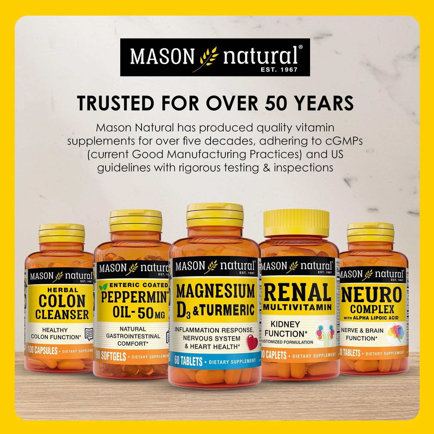 Mason Natural Glucosamine Chondroitin 1500/1200 with Vitamin C – Joint Health & Mobility, 100 Capsules