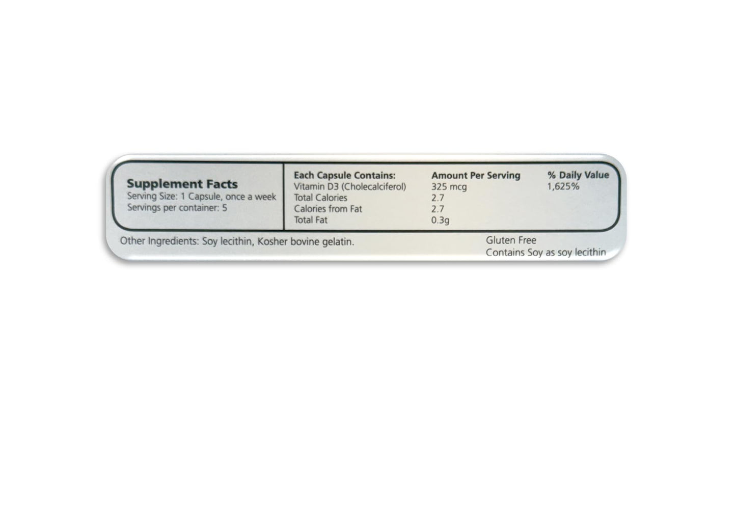 Maximum D3 13,000 IU – 5 Capsules Total (5-Week Supply) – Packaging May Vary