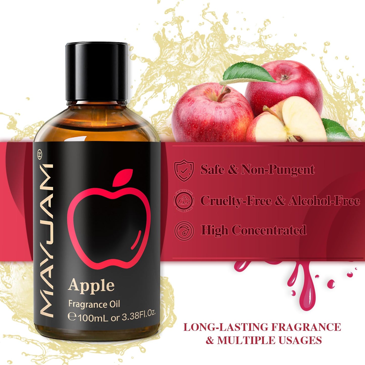 MAYJAM Apple Fragrance Oil 100ML – Diffuser & DIY Soap & Candle Making