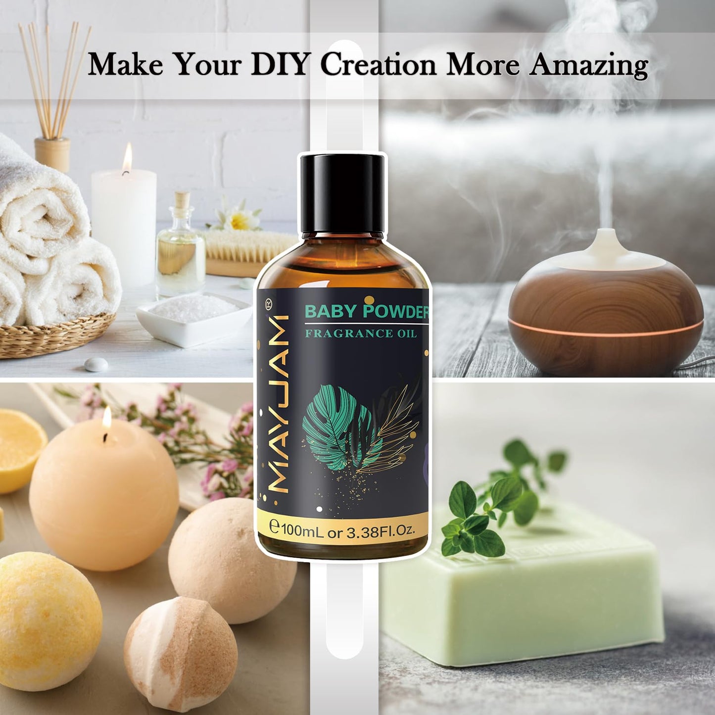 MAYJAM Baby Powder Fragrance Oil 100ml with Glass Dropper – Diffuser & DIY