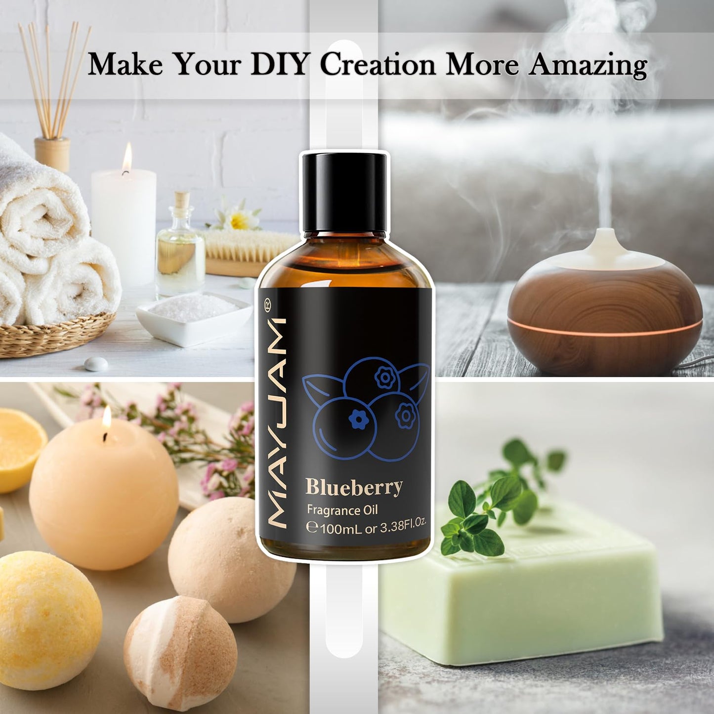 MAYJAM Blueberry Fragrance Oil 100ML | Glass Dropper | Diffuser, Soap & Candle Making