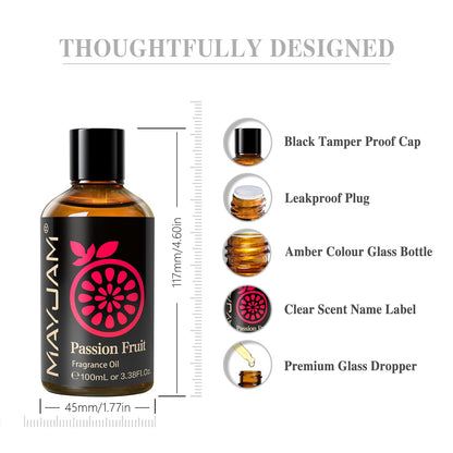 MAYJAM Passion Fruit Fragrance Oil 100ml - Amber Bottle, Diffusers & DIY