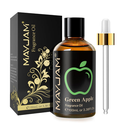 MAYJAM Green Apple Fragrance Oil – 3.38 fl oz (100 mL) with Glass Dropper for Diffusers, Soap & Candle Making